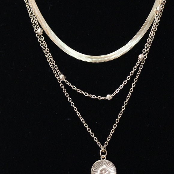 New Gold Plated Silver 925 Triple Stand Necklace N95 - Picture 4 of 4